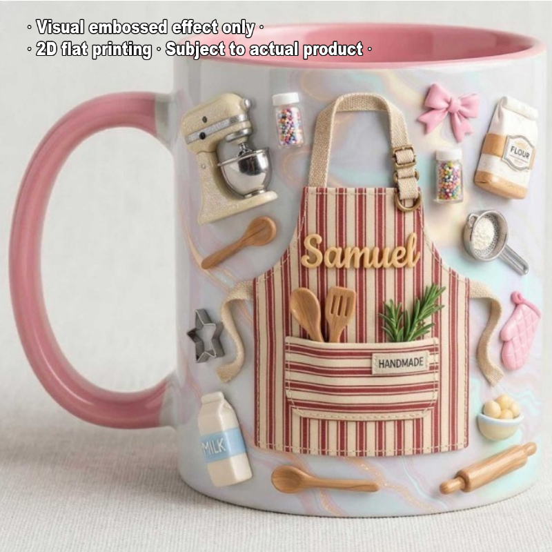 Coffee Tea Name - Gepersonaliseerde Bakkersmok 2D Print met Naamtekst