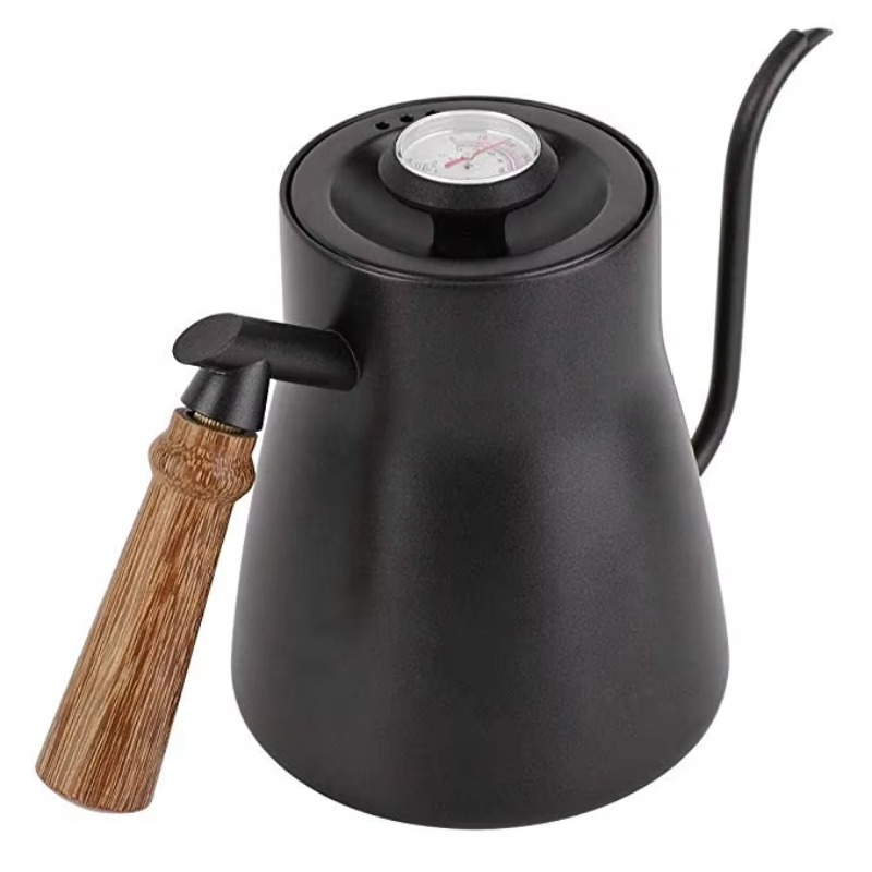 Coffee Tea & Espresso Appliances - 650ML RVS Ketel Zwanenhalskoffieketel met houten