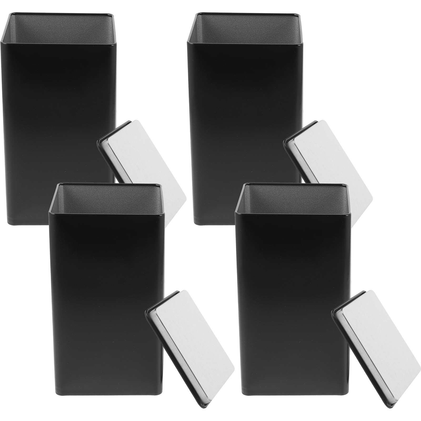 4 stuks blikken theepotten met - Coffee Tea Sugar recensie en prijs